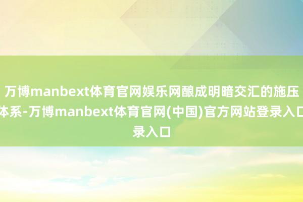 万博manbext体育官网娱乐网酿成明暗交汇的施压体系-万博manbext体育官网(中国)官方网站登录入口