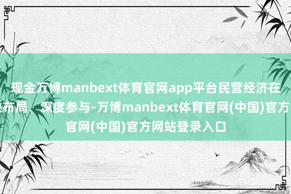 现金万博manbext体育官网app平台民营经济在多个限制加快布局、深度参与-万博manbext体育官网(中国)官方网站登录入口